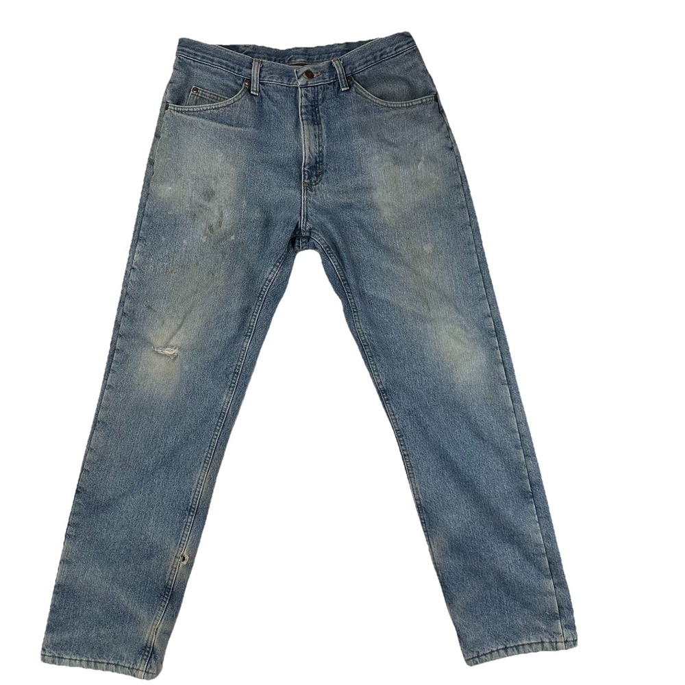 Wrangler‎ Men's Fleece Lined Denim Jeans Winter Workwear Distressed Size 34x34